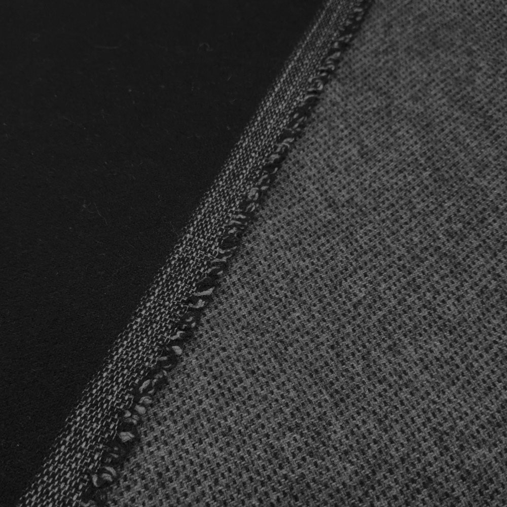 Manal - Tissu de laine velours - Gris-noir