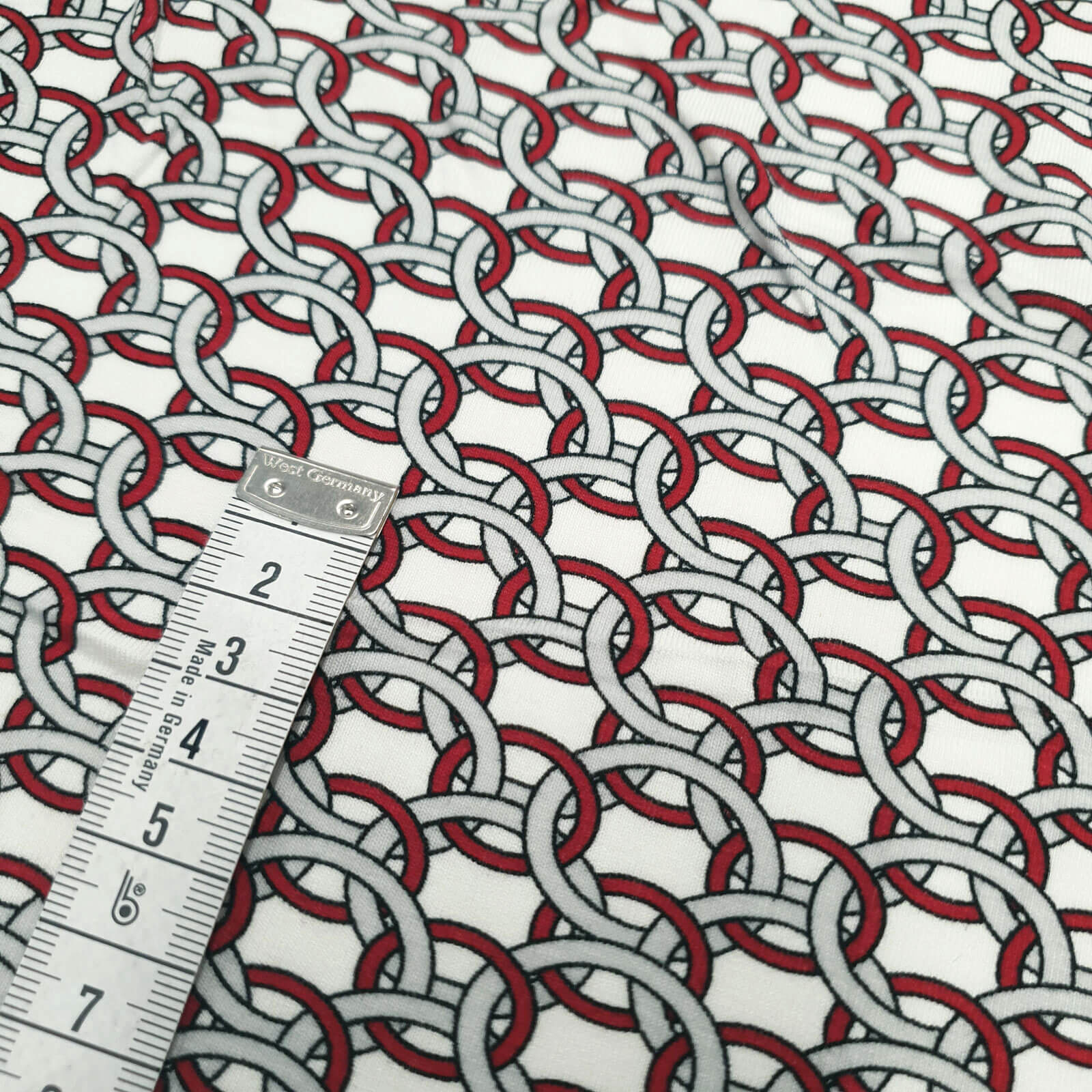 Danika - Jersey de coton avec dessin de chaînes - blanc-rouge foncé-argenté