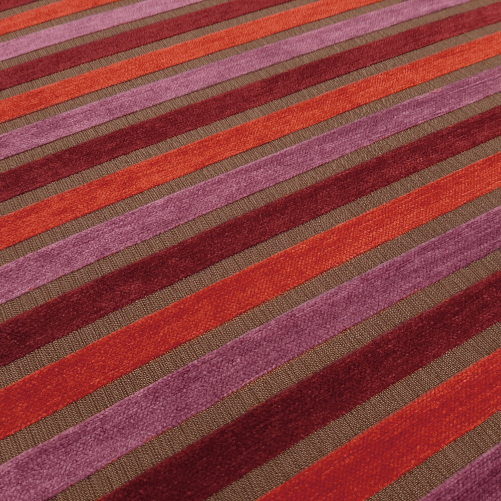 Aika - Tissu de décoration et d'ameublement à rayures - Taupe (Berry,Terracotta,Bordeaux)