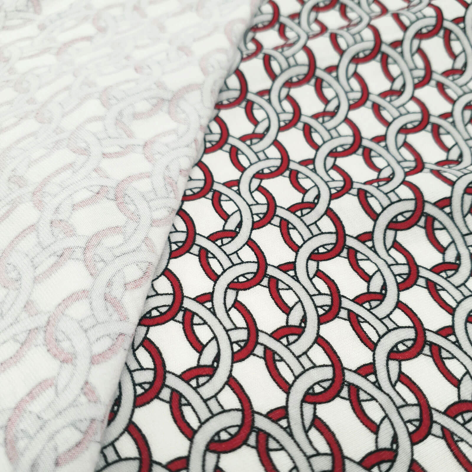 Danika - Jersey de coton avec dessin de chaînes - blanc-rouge foncé-argenté