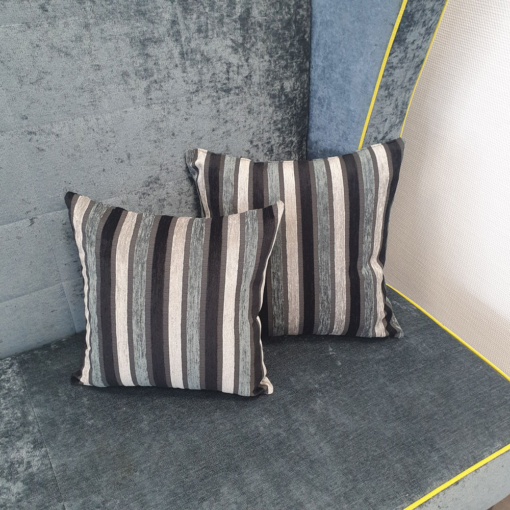 Aika - Tissu de décoration et d'ameublement à rayures - Anthracite (Gris clair,Pétrole,Noir)