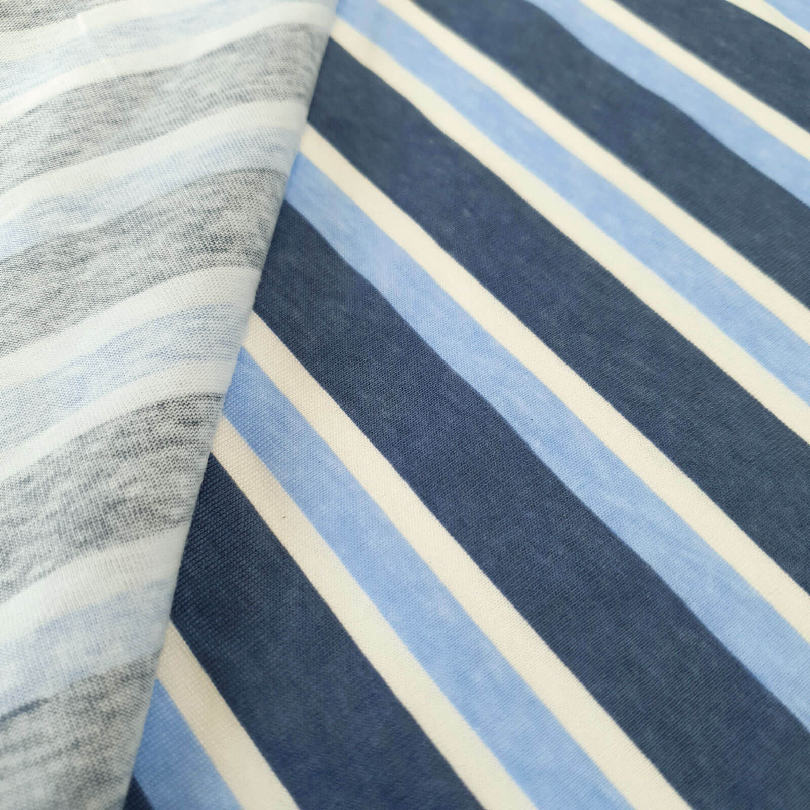 Cyrian - Jersey coton grande largeur à rayures horizontales - Bleu/Blanc