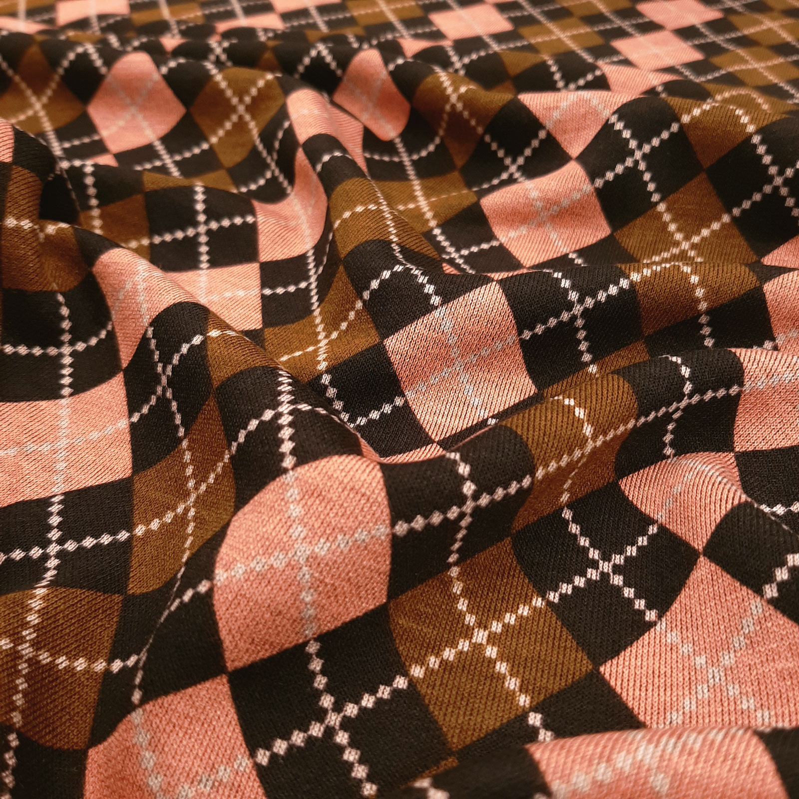 Bonnie - double tricot fin avec carreaux argyle-Rosé