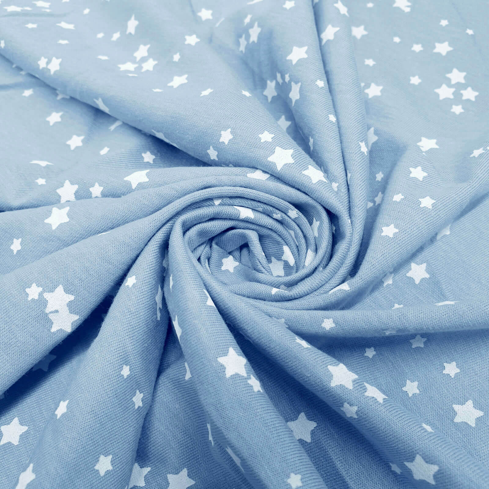 Felo - Jersey de coton avec étoiles - Bleu clair