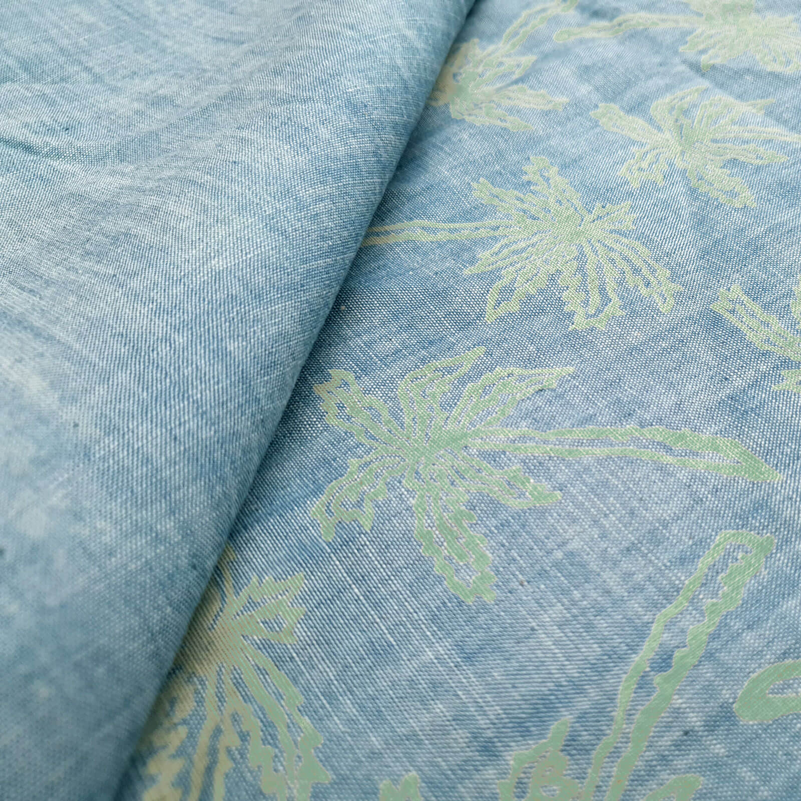 Ruan - Jeans d'été avec imprimé palmier - Bleu chiné