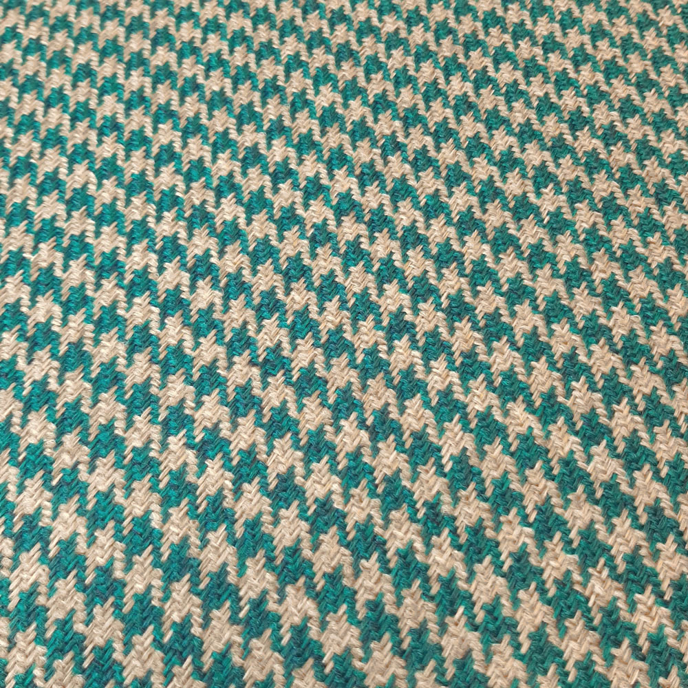 Hela - Tissu d'ameublement avec motif pied-de-poule - turquoise-pétrole, beige