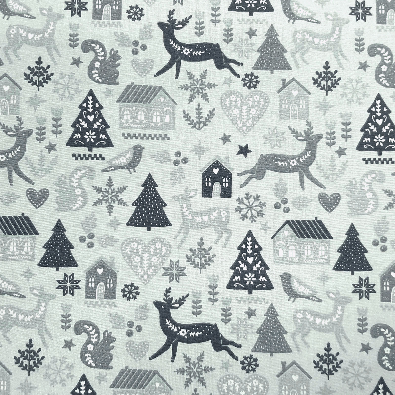 Tissu de Noël "Christmas Reindeer" - largeur supplémentaire 160cm - Gris