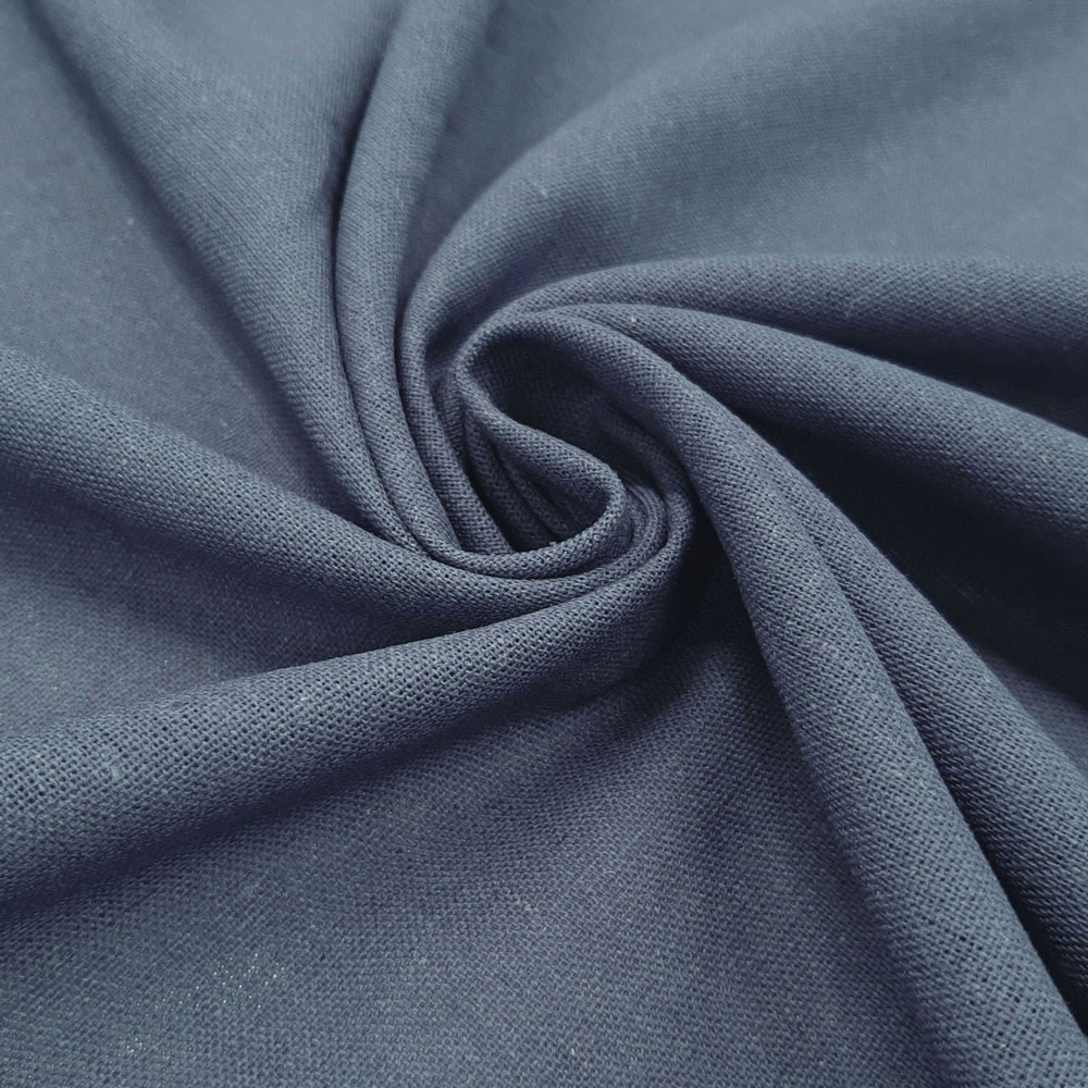 Bella - tissu en lin naturel et coton - Bleu Fumé