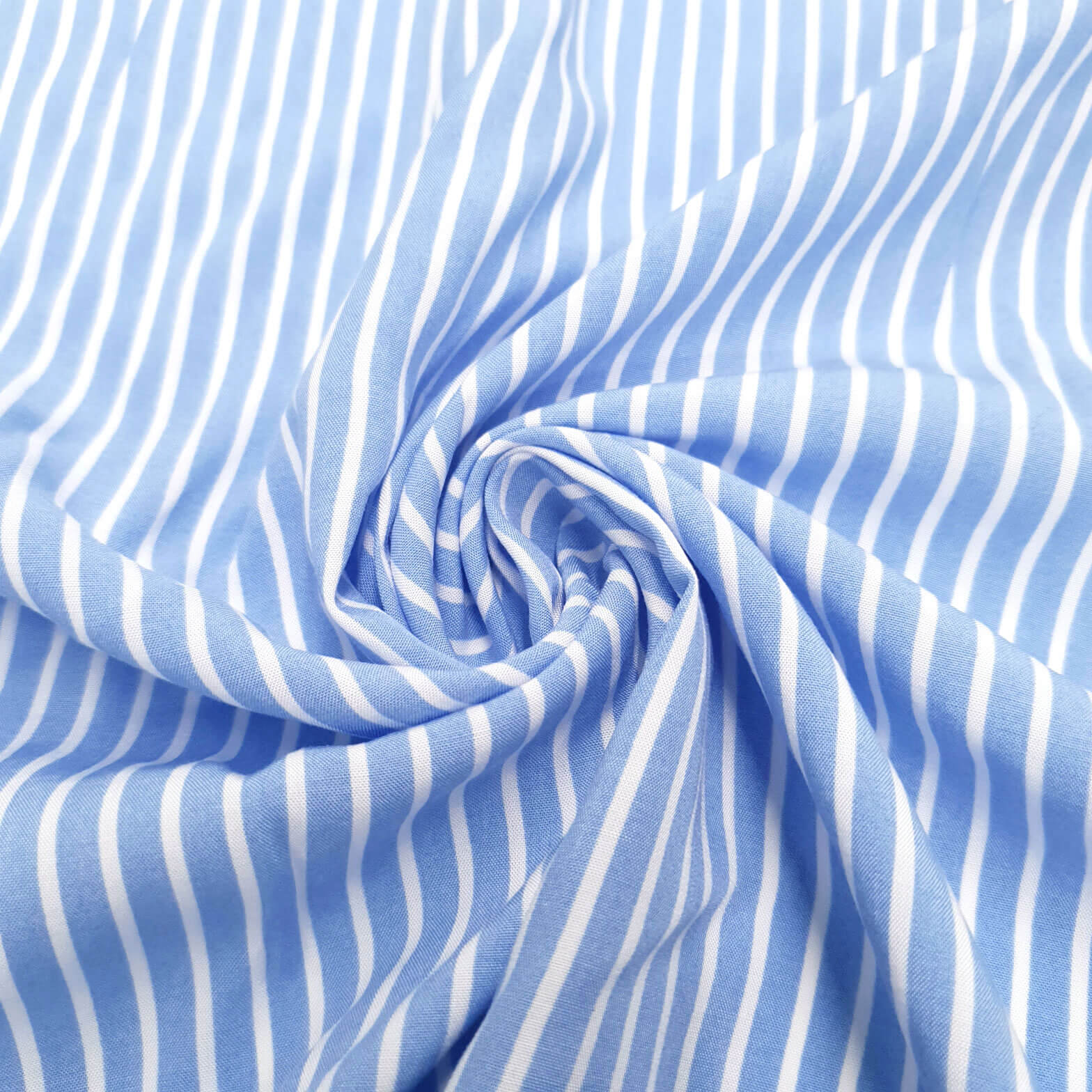 Kaito - Tissu de coton léger à rayures imprimées - Bleu clair-blanc 